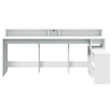 Desk with LED Lights White 200x104x91 cm Engineered Wood 3309465