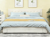 King Size Ottoman Bed Frame, with Front Drawer - Cream T3398P423096
