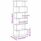 Book Cabinet Black Oak 70 x 24 x 193.5 cm Engineered Wood 869253