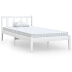 Bed Frame without Mattress White Solid Wood Single 810048