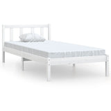 Bed Frame without Mattress White Solid Wood Single 810048
