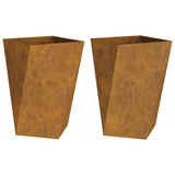 Planter 2 pcs Rusty 50 x 50 x 75 cm Weathering Steel 883807