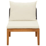 Garden Middle Sofa with Cushions Solid Acacia Wood & Rope 42022063
