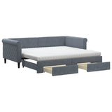 Daybed with Trundle and Drawers Dark Grey 90x190 cm Velvet 3197868