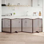 Dog Gate with Door Foldable 4 Panels Brown Oak 320 cm Poplar Wood 352235