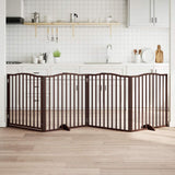 Dog Gate with Door Foldable 4 Panels Brown Oak 320 cm Poplar Wood 352235