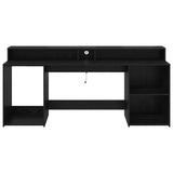 Desk with Drawer Black oak 200 x 55 x 91 cm Engineered wood 3365616