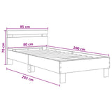 Bed Frame with Headboard Black Oak 80 x 200 cm Engineered Wood 8009023