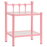 ZNTS Bedside Cabinets 2 pcs Pink and Transparent Metal and Glass 325079