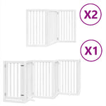 Dog Gate with Door Foldable 12 Panels White 600 cm Poplar Wood 3155651