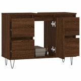 Bathroom Cabinet Brown Oak 80x33x60 cm Engineered Wood 831659