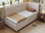 Upholstered bed, 3ft single bed 90190cm, Modern Corduroy Youth Bed, With wooden Slats, With side N604P473672B