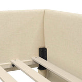 Corner Bed Frame with Headboard Cream 90 cm x 190 cm Velvet 42016041