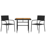 Outdoor Dining Set Black PE rattan, steel, solid acacia wood 3120086