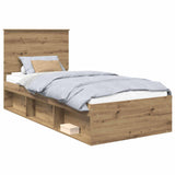 Bed Frame Artisian Oak 90 x 200 cm Solid Pine Wood 3409416