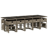 15 Piece Garden Dining Set with Cushions Grey Poly Rattan 3211352