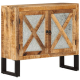 Sideboard 80x30x71 cm Solid Rough Wood Mango and Metal 355842