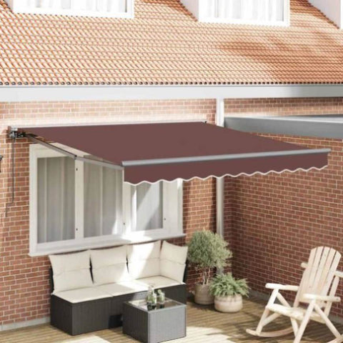 Retractable Awning Manual Brown 300x250 cm Fabric 3329957