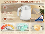 Electric Kettle and Toaster Set, 3000W 1.7L UK Strix Thermostat Rapid Boil Jug Kettle with Limescale T3398P378835