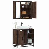 2 Piece Bathroom Furniture Set Brown Oak Engineered Wood 3300909