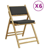 6 Piece Folding Bistro Chairs with Dark Grey Cushions Bamboo 3208926