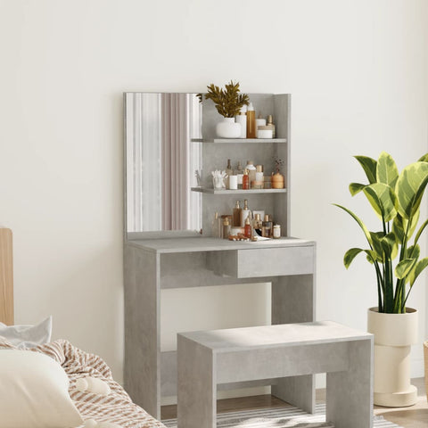 Dressing Table with Mirror Concrete Grey 74.5x40x141 cm 802808