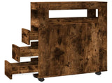 Narrow Bathroom Cabinet with Wheels Smoked Oak Engineered Wood 855272