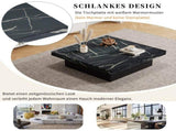 Modern square coffee table with marble look, Centre Tea Table with 4 Sliding Drawers, Coffee End N605P375112B