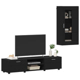 TV Cabinet Set with Drawer FLORIN 3 pcs Black Engineered Wood 3397925