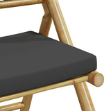 3 Piece Folding Bistro set with Dark Grey Cushions Bamboo 3208934