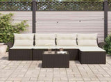Outdoor Sofa with Cushion 6 pcs Brown Poly Rattan 3345328