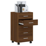 Drawer Cabinet with Castors Brown Oak Engineered Wood 342676