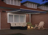 Retractable Awning Manual Blue and White 350 x 250 cm 3081614