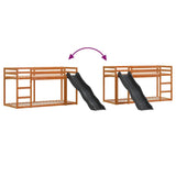 Bunk Bed with Slide&Ladder without Mattress Wax Brown 75x190 cm Small Single 3284250