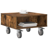 Side Table with Wheels Smoked Oak 50.5 x 50 x 30 cm 891028