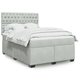 Box Spring Bed with Mattress Light Grey 140x190 cm Velvet 3290912