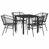 Garden Dining Set 5 pcs Black Poly Rattan 3380891