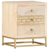 ZNTS Bedside Cabinet Gold 40x30x50 cm Solid Mango Wood 286504