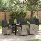 Garden Dining Set with Cushion 7 pcs Light Grey Poly Rattan 3380523