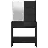 Dressing Table with LED Black 74.5x40x141 cm 808802
