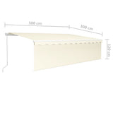 Manual Retractable Awning with Blind&LED 5x3m Cream 3069342