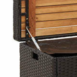 Storage Bench Black 100x50x52 cm Poly Rattan and Acacia Wood 365949