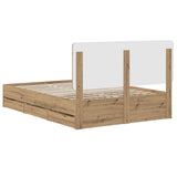 Bed Frame with Storage and Headboard Artisan Oak 120 x 200 cm 3445806