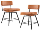 2 Pcs Brown PU Swivel Bar Stools with Removable Backrest & Double-Layer Seat, Metal Legs 89012247
