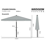 ZNTS Madison Garden Parasol Flores Luxe 300 cm Round Light Grey 423702