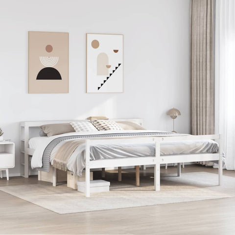 ZNTS Senior Bed with Headboard without Mattress White 180x200 cm Super King 3305872