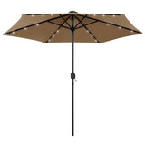 Garden Parasol with LED Lights and Aluminium Pole 270 cm Taupe 47355