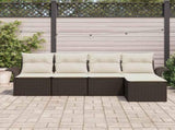 Outdoor Sofa with Cushion 5 pcs Brown Poly Rattan 3345318