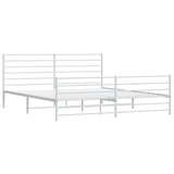 Metal Bed Frame without Mattress with Footboard White 200x200cm 352393