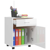 Rolling Cabinet High Gloss White 45x38x54 cm Engineered Wood 808446